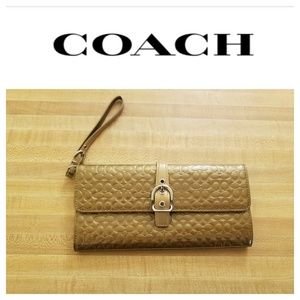 Coach, Brnz/Gold Metallic Embossed Clutch Wristlet